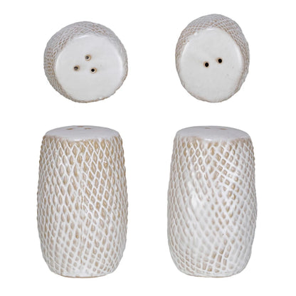 Debossed Stoneware Salt & Pepper Shaker