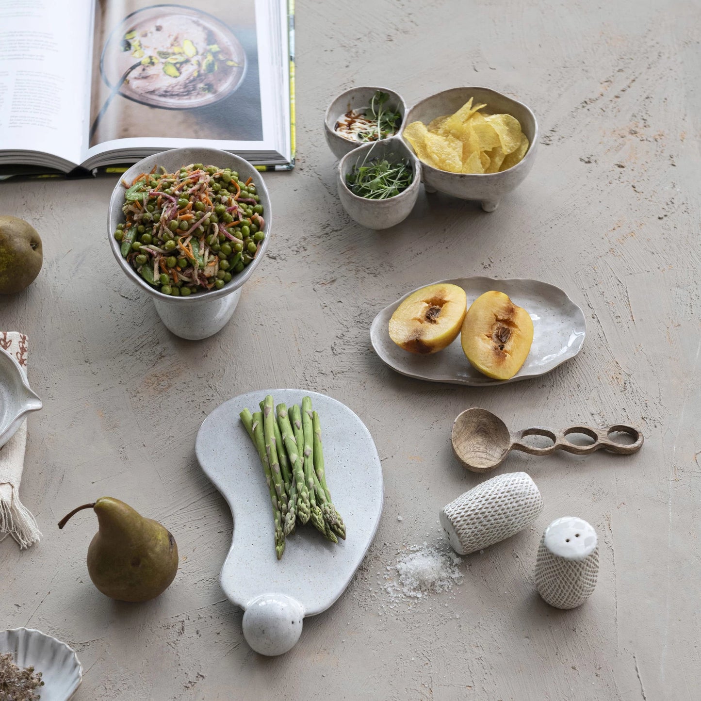 Debossed Stoneware Salt & Pepper Shaker