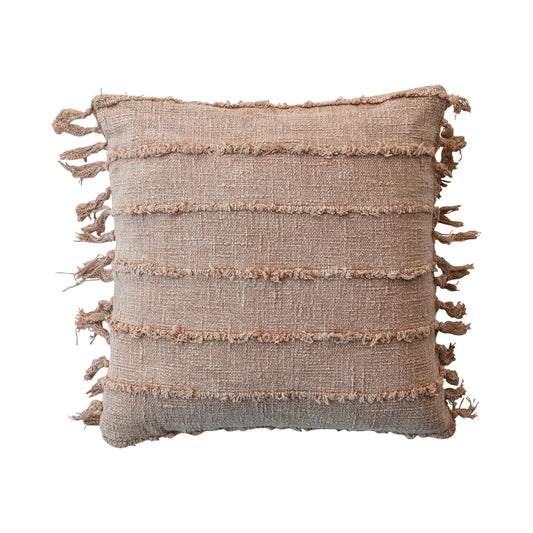 18" Square Stonewashed Woven Cotton Slub Pillow