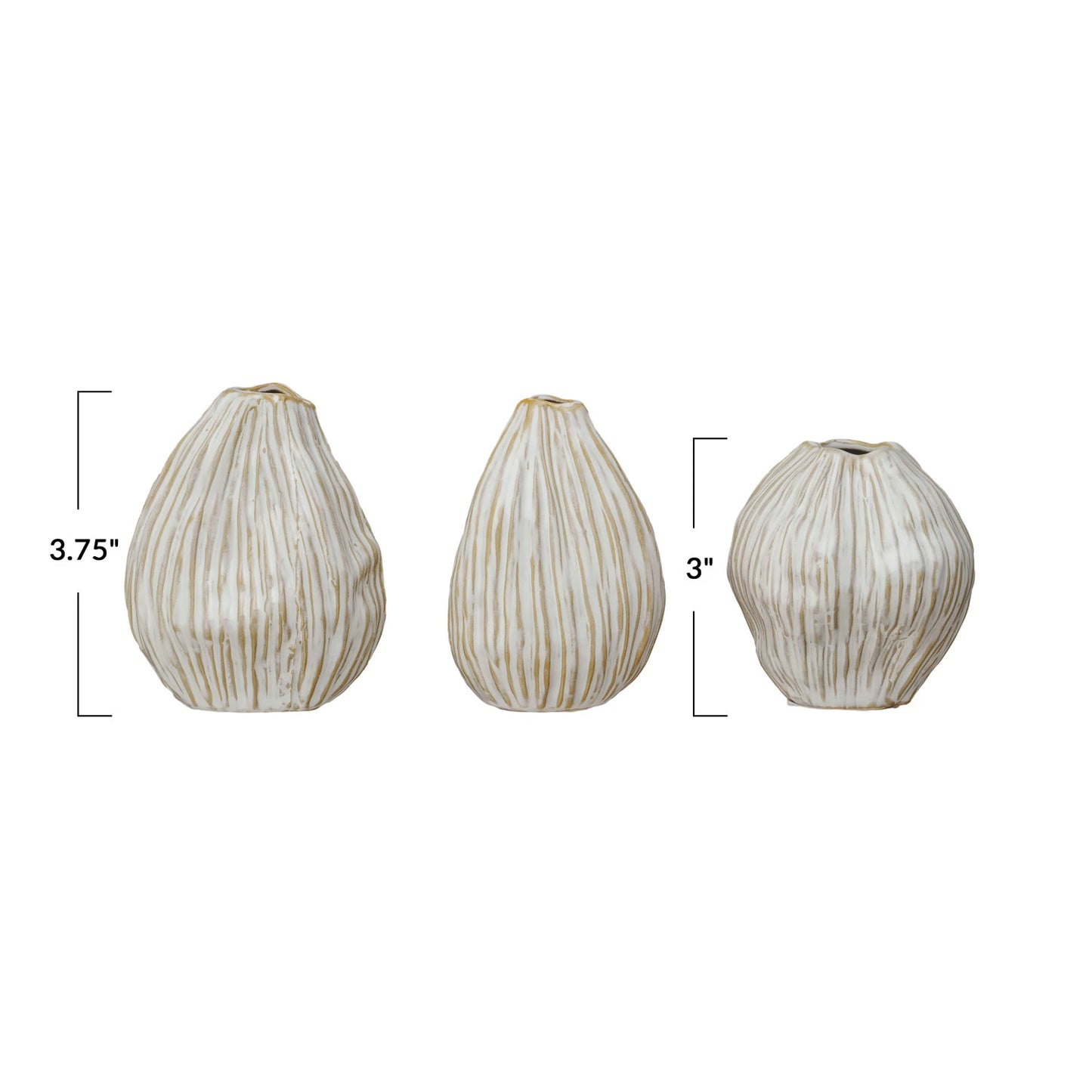 Stoneware Pleated Organic Shaped Vases