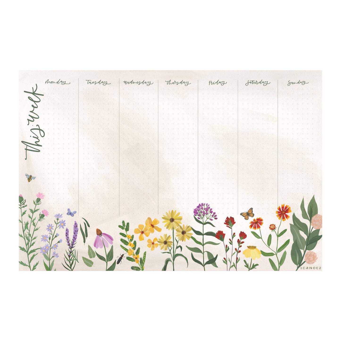 Wildflower Botanicals Weekly Desk Notepad