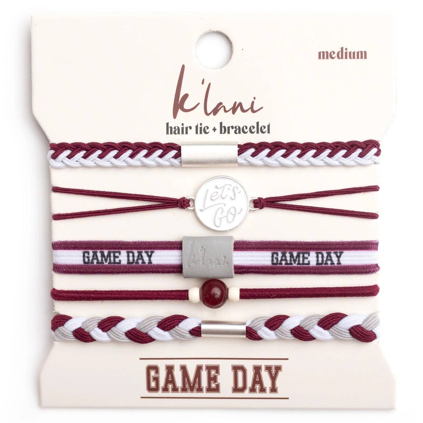 Maroon & Gray Game Day Hair Tie Bracelets