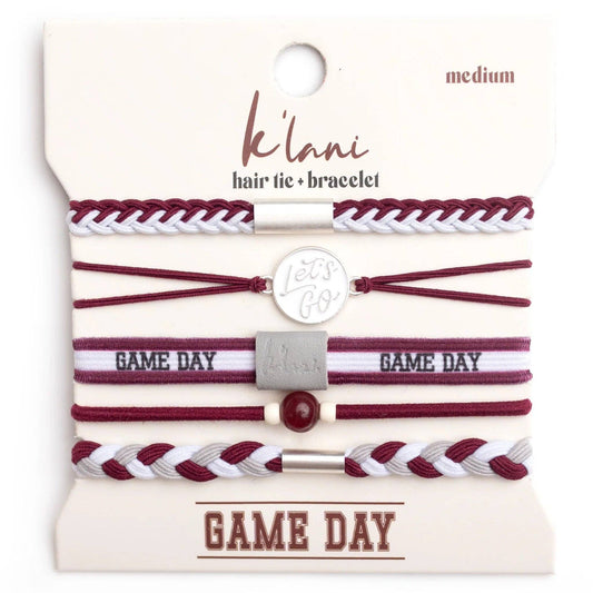 Maroon & Gray Game Day Hair Tie Bracelets