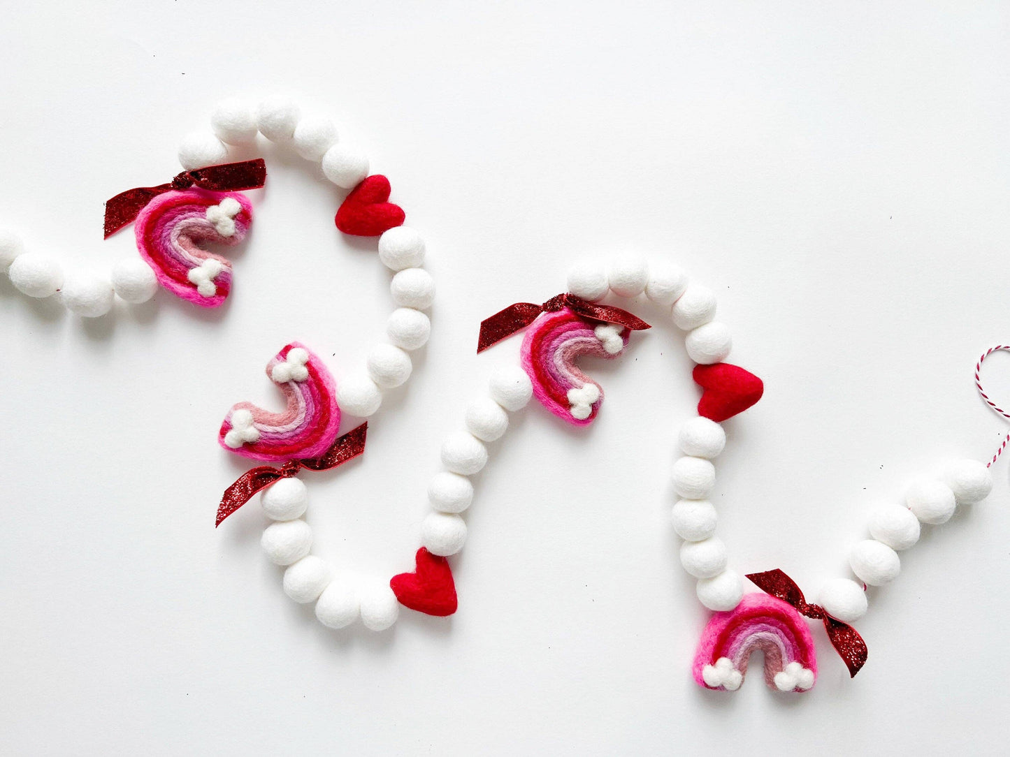 Valentine Rainbow Felt Ball Garland