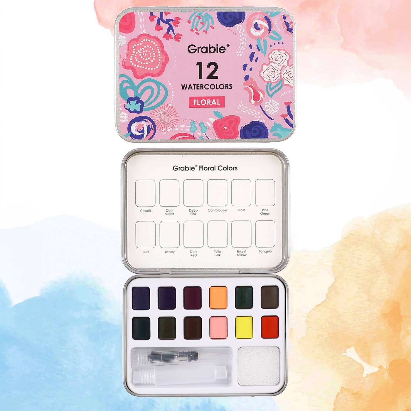 Floral Colors Watercolor Pocket Set With Brush