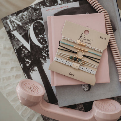 Flirt Cream & Black Hair Tie Bracelets