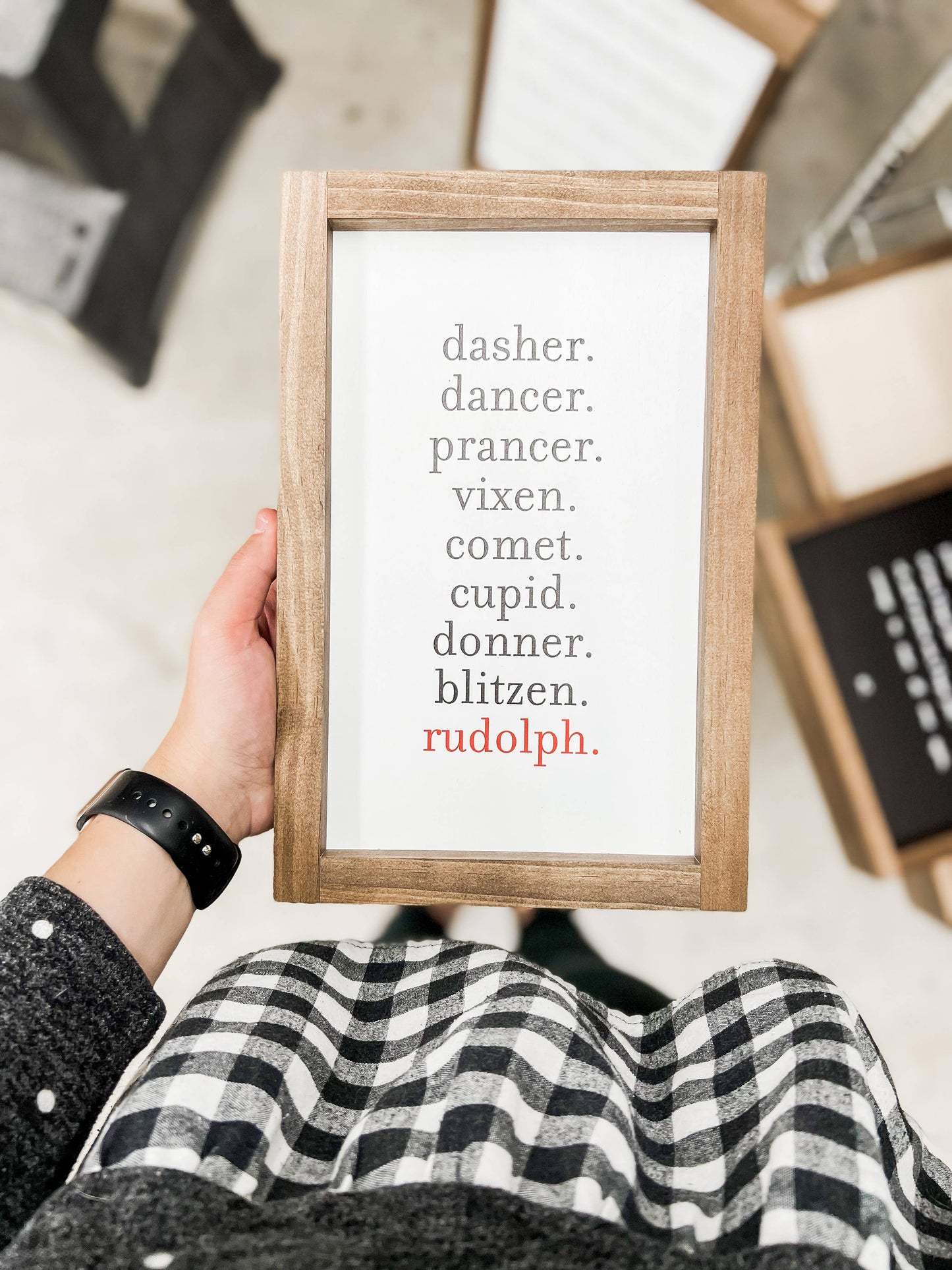 Reindeer Names White Wall Sign