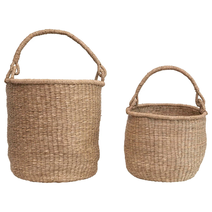 Hand-Woven Baskets with Handle