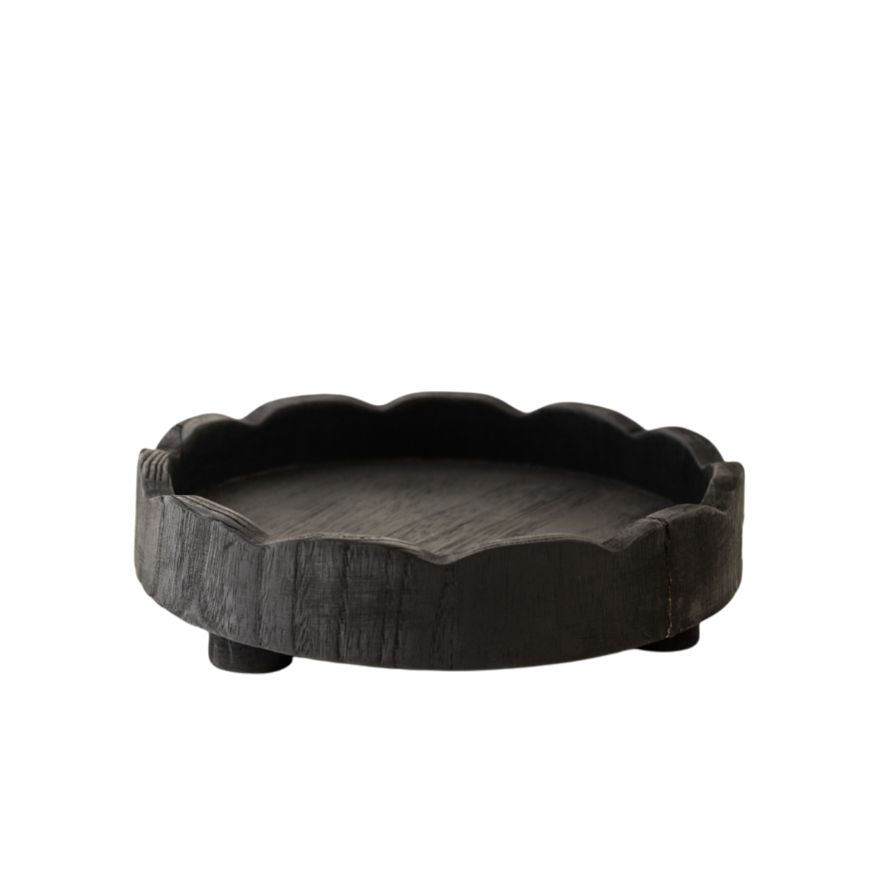 Black Wood Scallop Tray w/Legs