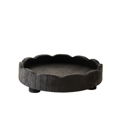 Black Wood Scallop Tray w/Legs