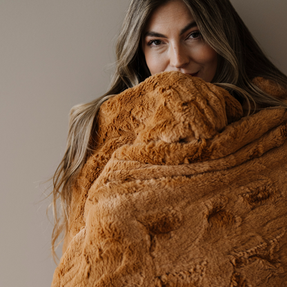 Copper Patterned Faux Fur Throw Blanket