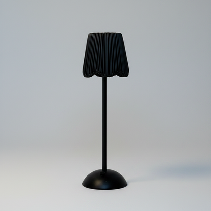 Scalloped Black Rattan LED USB Lamp Shade