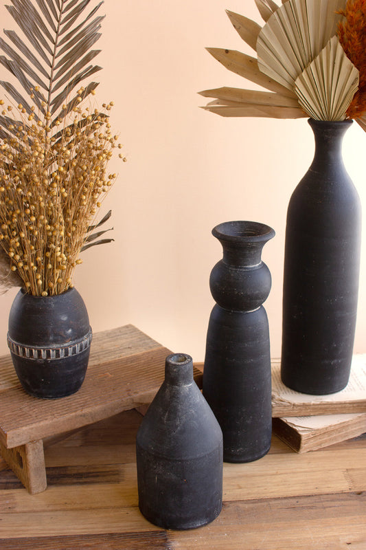 Modern Black Clay Vases