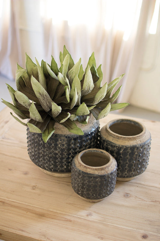 Dark Blue Knobby Ceramic Pots