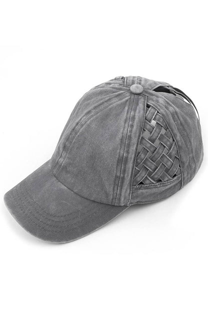 C.C Mint Basket Weave Criss-Cross Ponytail Baseball Cap
