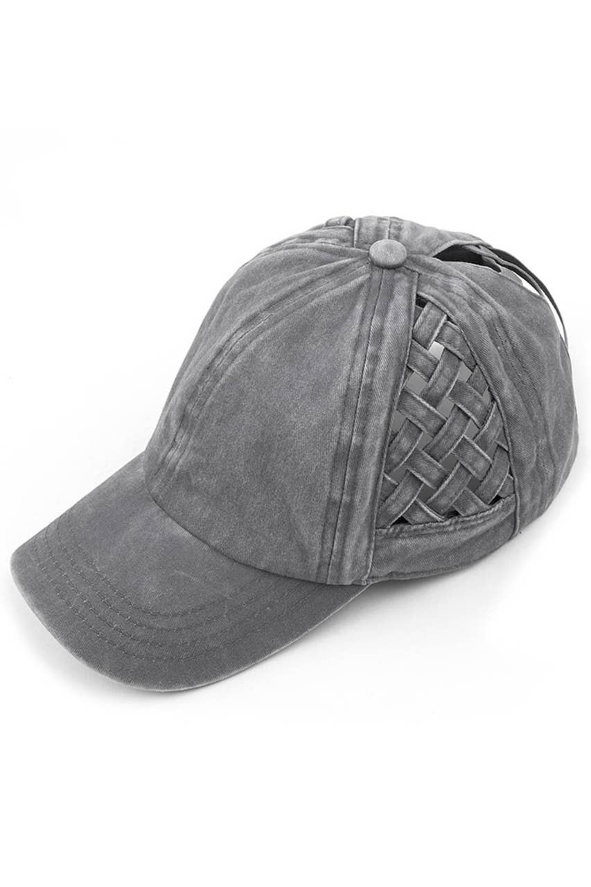 C.C Berry Basket Weave Criss-Cross Ponytail Baseball Cap