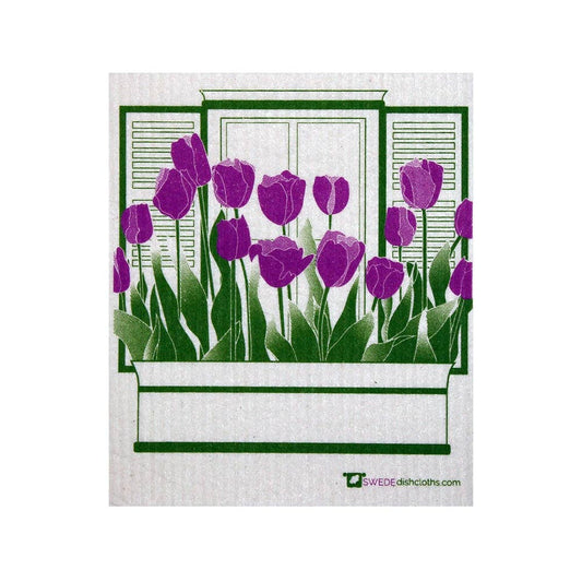 Purple Tulips Swedish Dishcloth