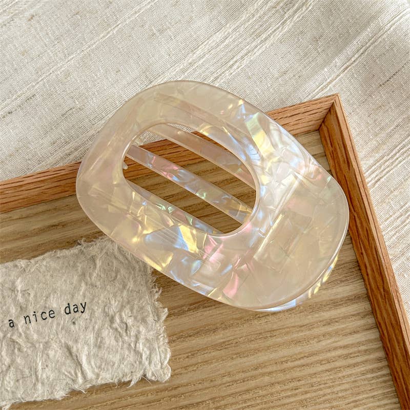 Iridescent Oval Flat Hair Clip