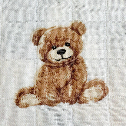 Teddy Bear Muslin Swaddle Blanket