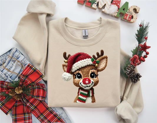 Sand Faux Yard Rudolph Sweatshirt