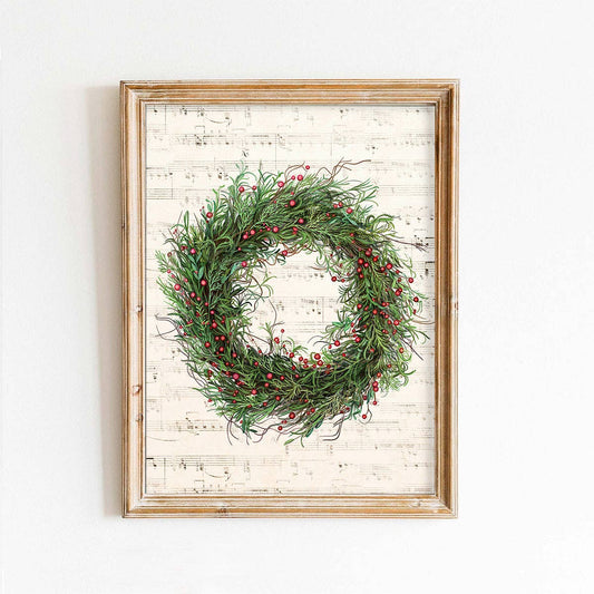 Wild Pine Christmas Wreath Art Print: 11x14