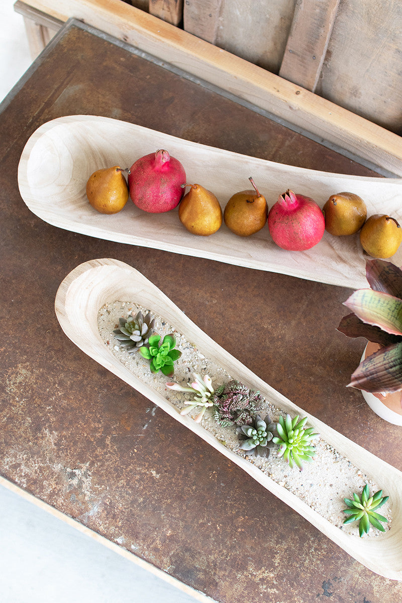 Hand Carved Oval Wooden Bowls