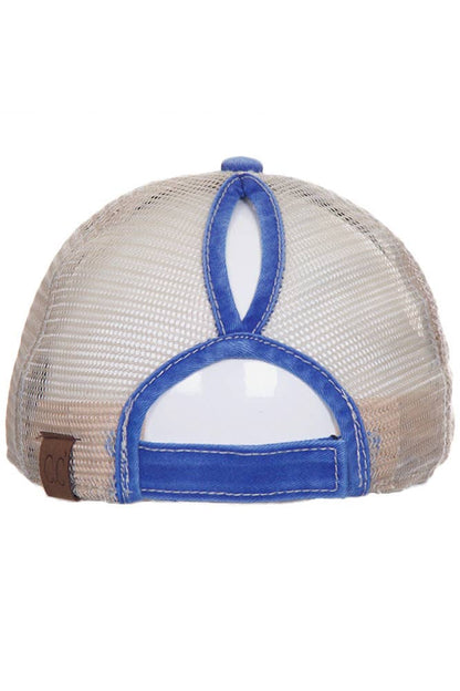 C.C Red Mesh Back Ponytail Baseball Cap