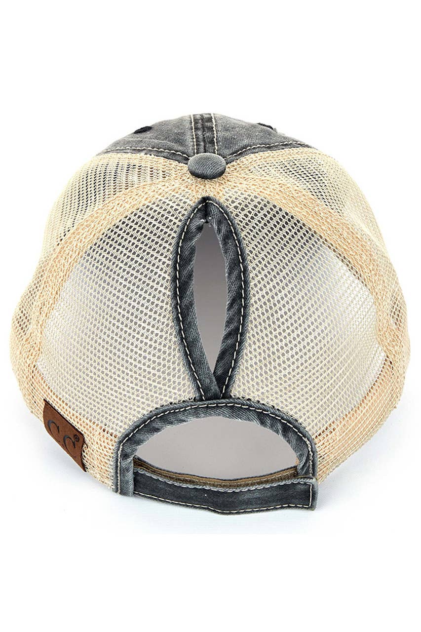 C.C Red Mesh Back Ponytail Baseball Cap