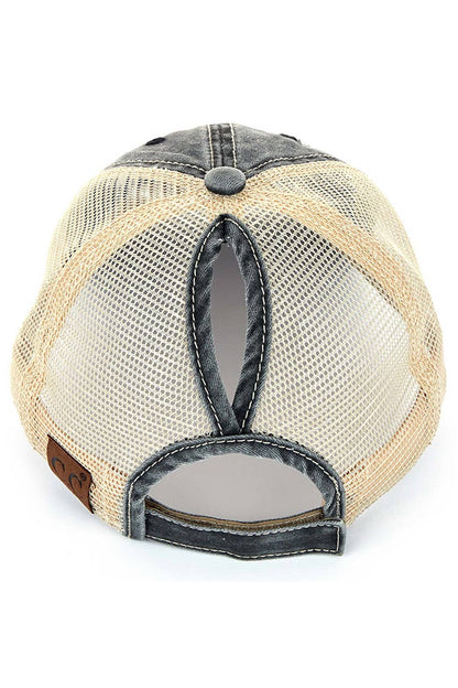 C.C Olive Mesh Back Ponytail Baseball Cap