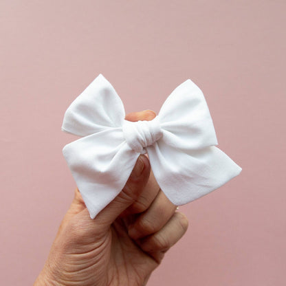 True White | Alligator Clip Oversized Hand-tied Bow