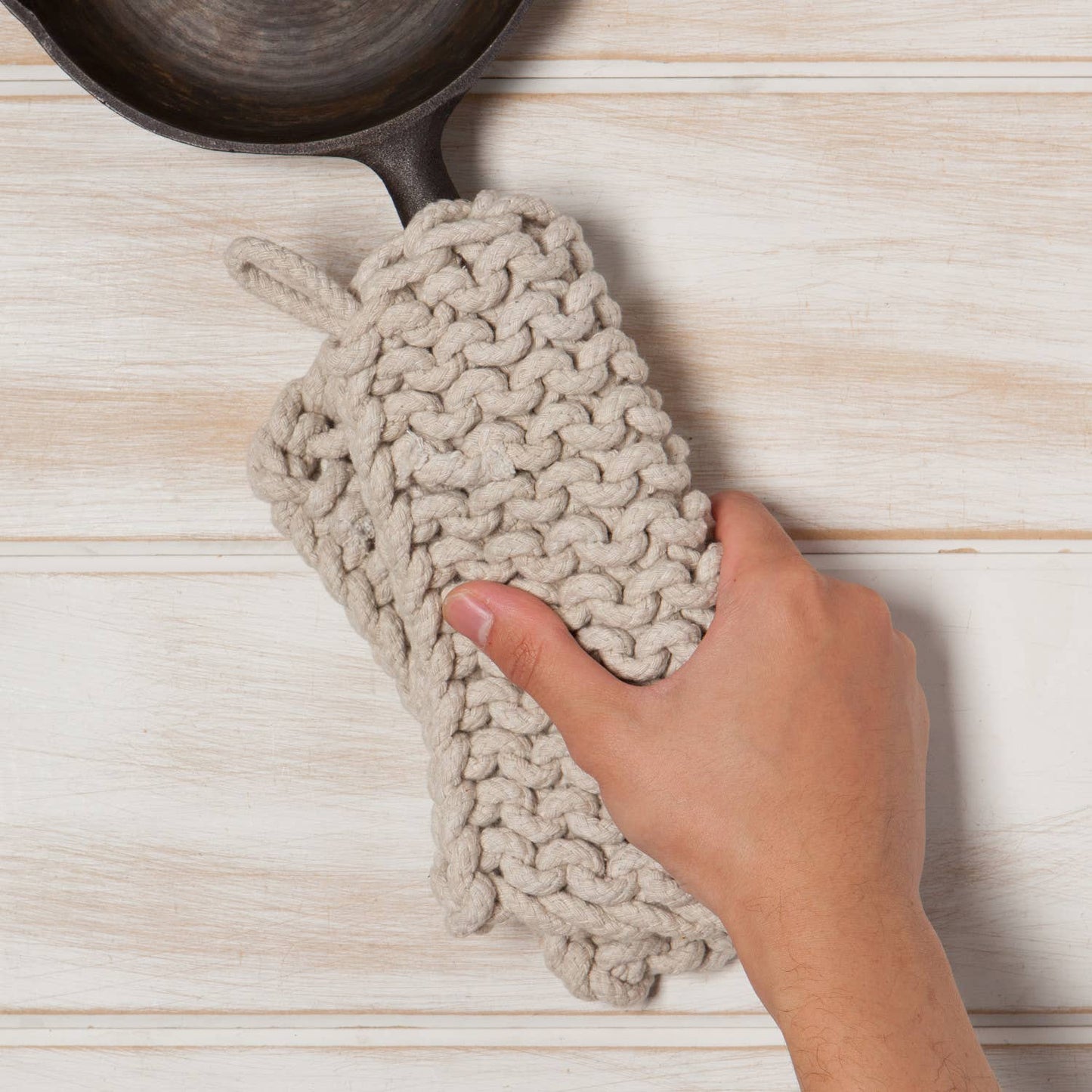 Dove Gray Knit Potholder