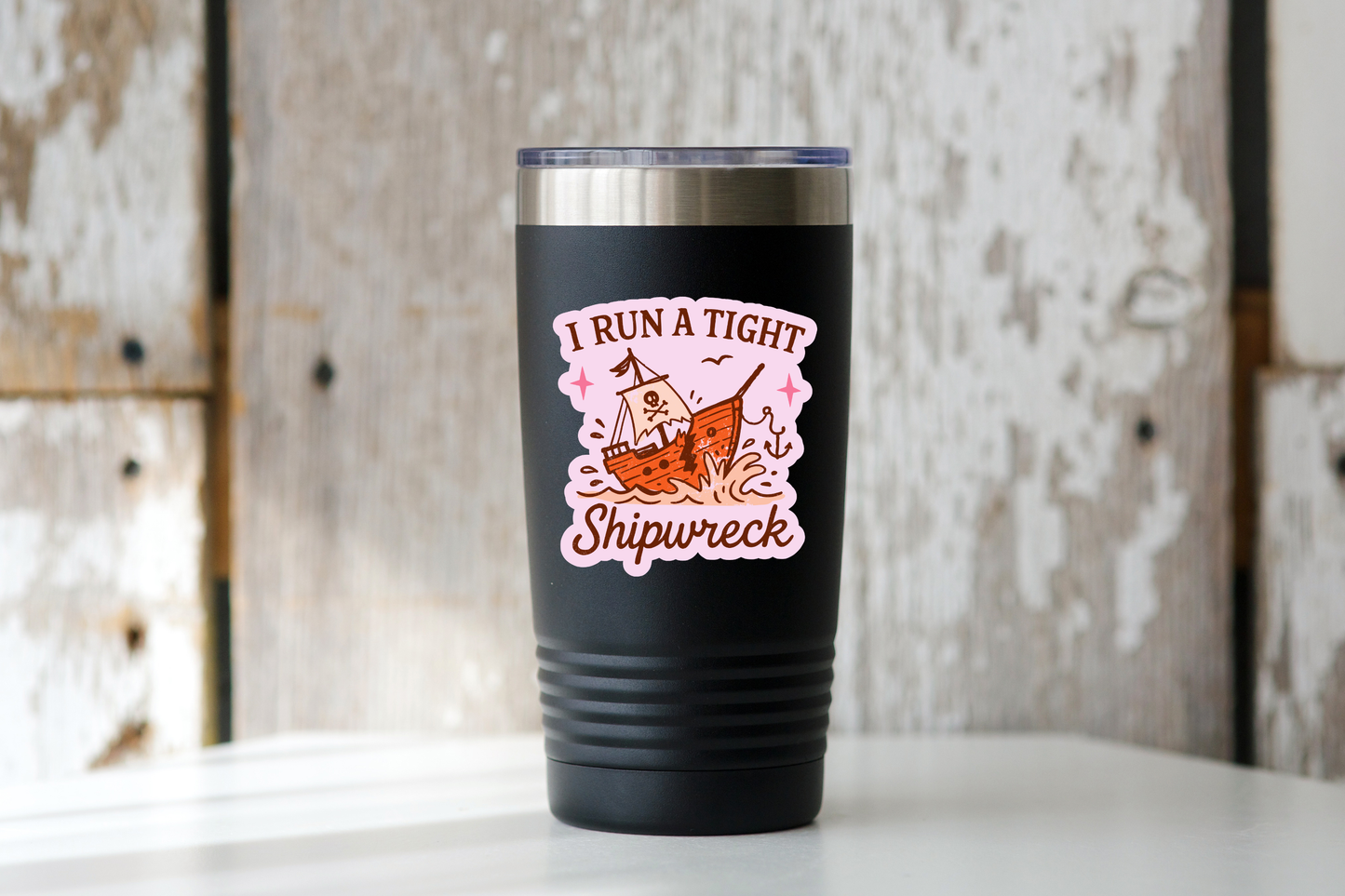I Run a Tight Ship Wreck Sticker