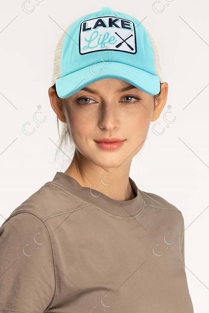 C.C Gray LAKE LIFE Patch Criss-Cross Pony Cap