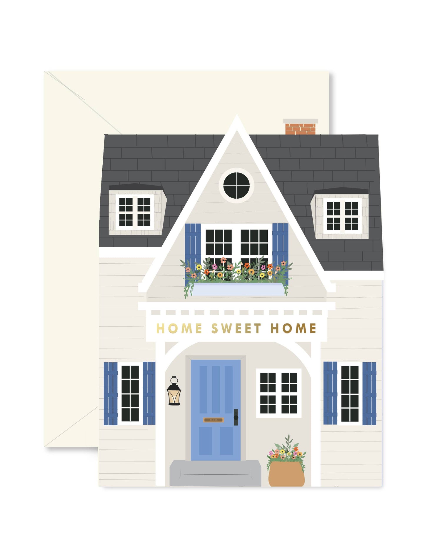 Blue Home Sweet Home Shutters folded Greeting Card