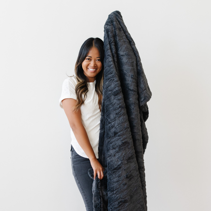 Currant Patterned Faux Fur Throw Blanket