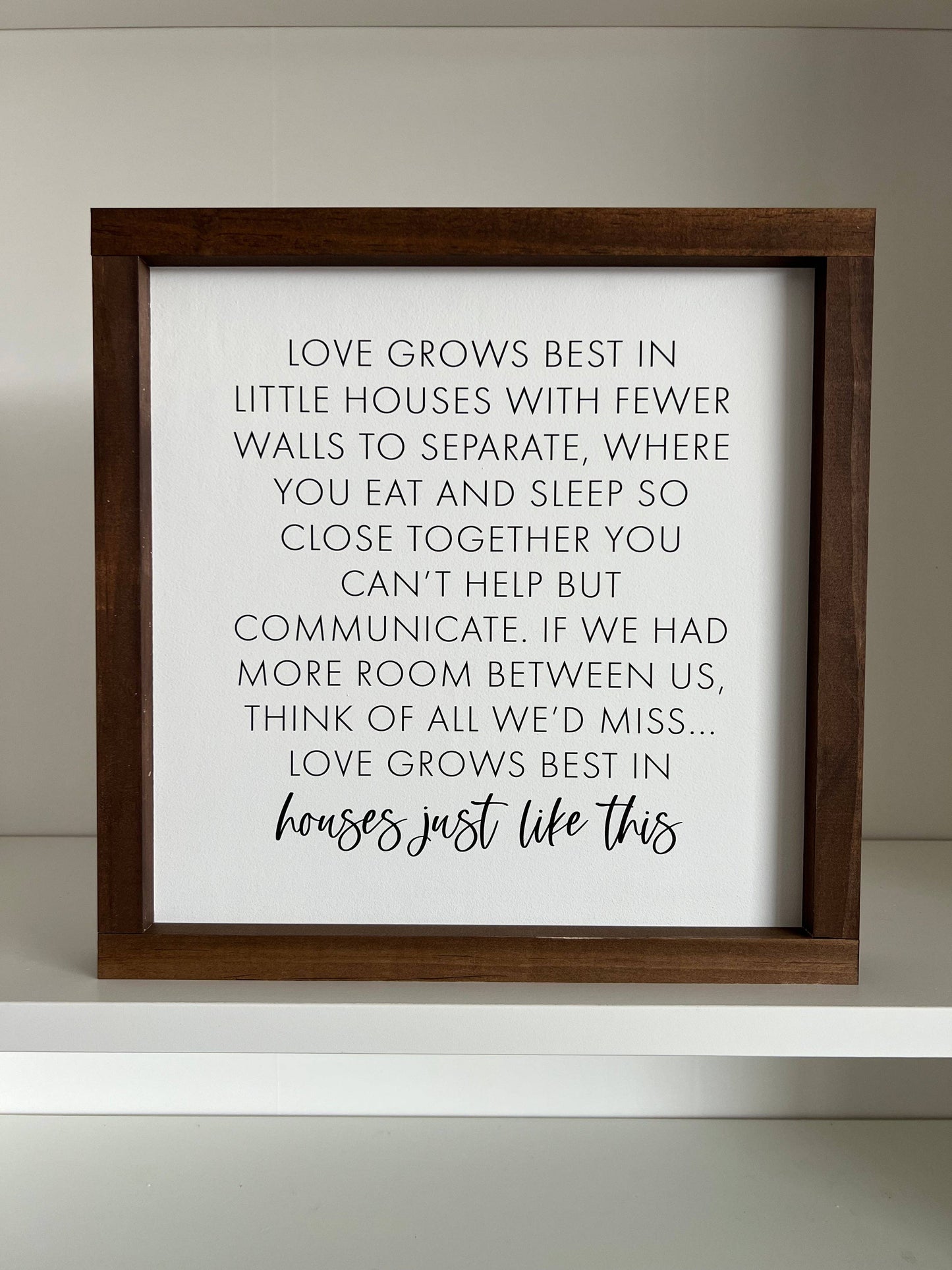 Love Grows Best In Little Houses Wall Sign
