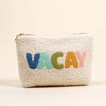 Cream Vacay Teddy Pouch
