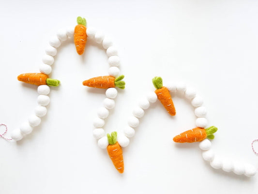 Simple Big Carrot Felt Ball Garland