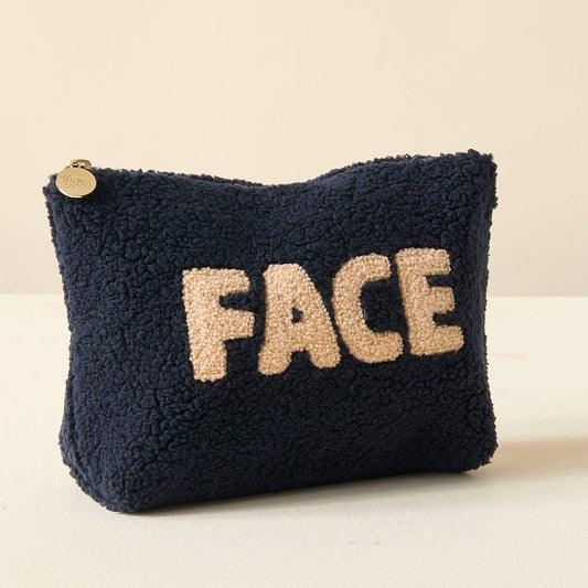 Navy Face Teddy Pouch