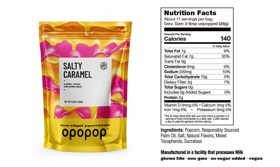 Salty Caramel Flavor Wrapped Popcorn Kernels Bags