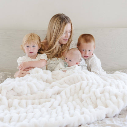 Sandshell Blend Double Ruched XL Faux Fir Throw Blanket