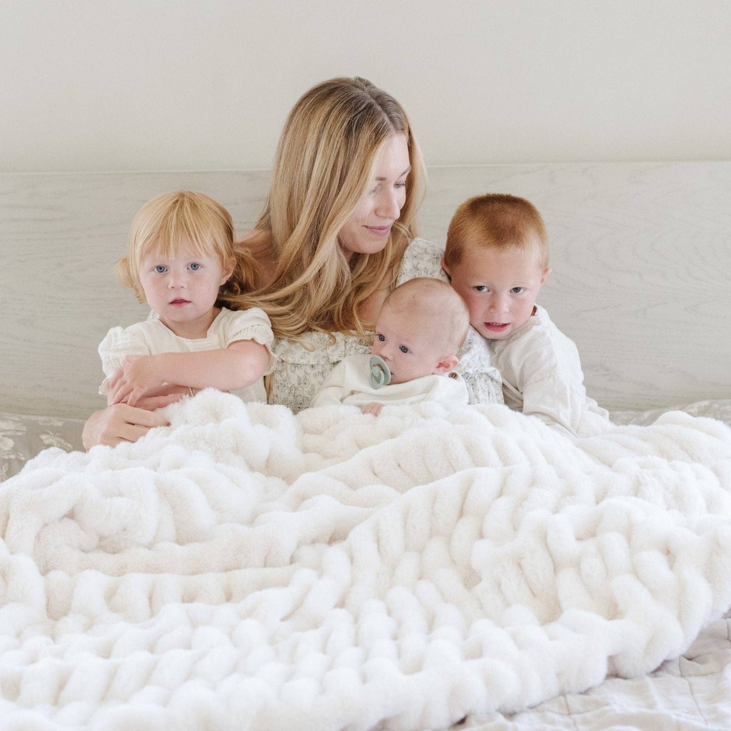 Flax Double Ruched XL Faux Fir Throw Blanket