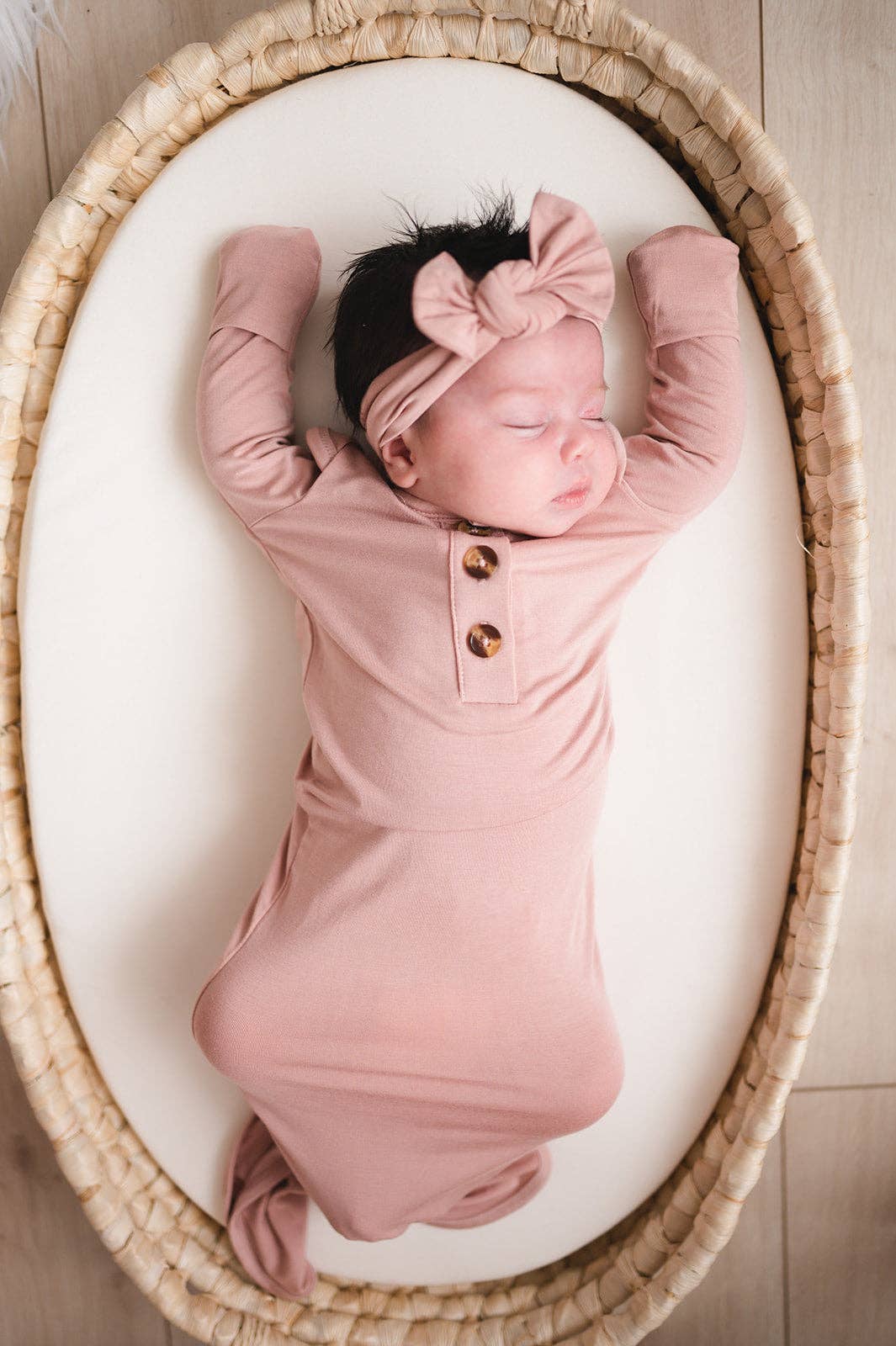 Dusty Pink Knotted Baby Gown