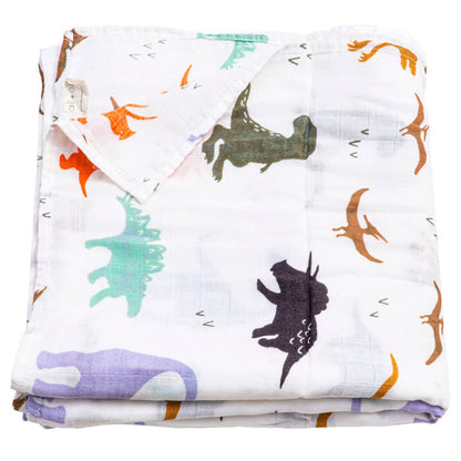 Dinosaur Muslin Swaddle Blanket