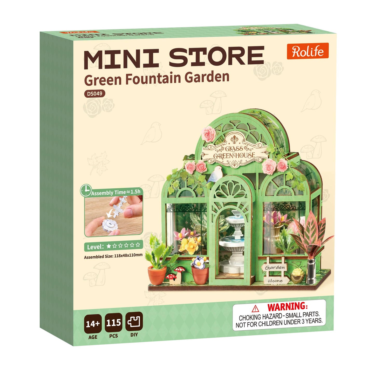 Miniature Green Fountain Garden House