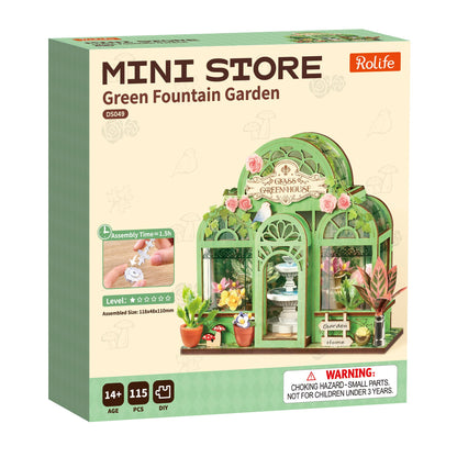 Miniature Green Fountain Garden House
