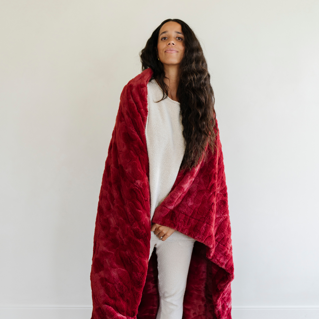 Currant Patterned Faux Fur Throw Blanket