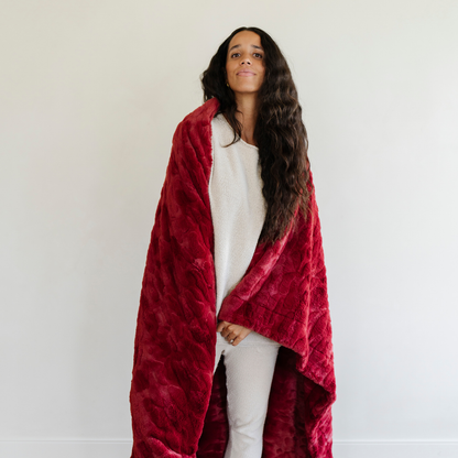 Currant Patterned Faux Fur Throw Blanket