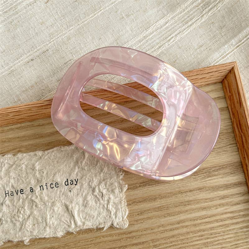 Iridescent Oval Flat Hair Clip