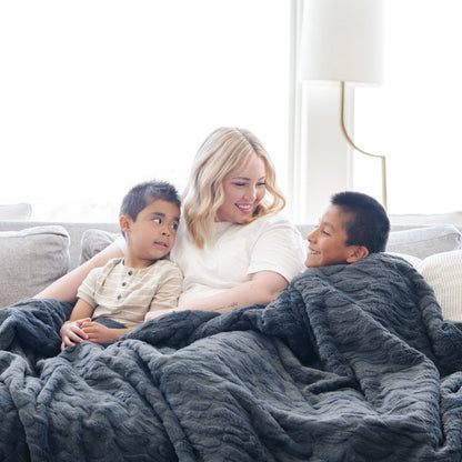 Khaki Patterned XL Faux Fur Throw Blanket